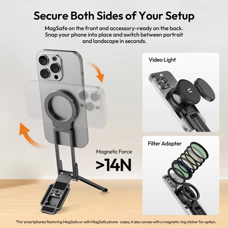 Ulanzi MA38 MagLock Soporte para teléfono Soporte magnético para teléfono para iPhone 16 15 14 13 con gancho oculto para paredes con pendiente - imagen 4