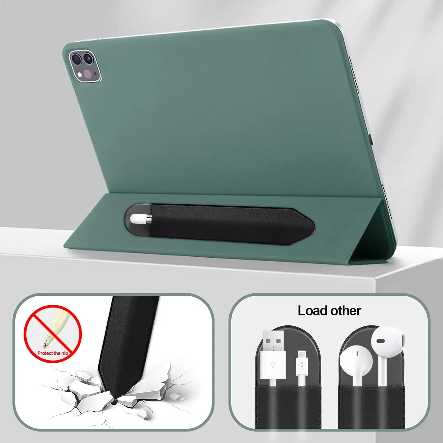 Funda adhesiva para soporte de lápiz óptico para Apple IPad IPencil 1 2, estuche de bolsillo para lápices, bolsa antipérdida, funda protectora para bolígrafos y tabletas - imagen 2
