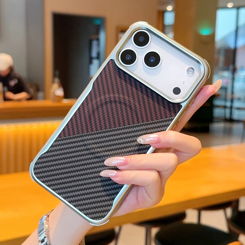 Para iPhone 17 Pro Max, 17 Pro Funda ELVEV Patrón de Fibra de Carbono PU Cuero Duro PC Succión Cubierta del Teléfono para iPhone Air - imagen 3