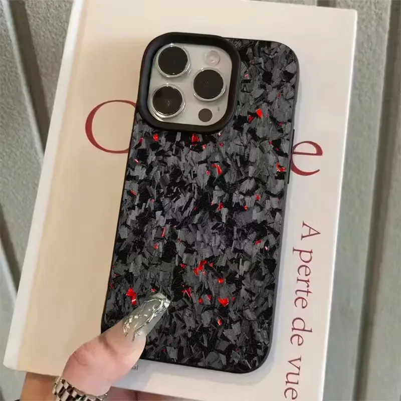 Para iPhone 16 15 14 13 12 11 17 Pro Max Plus Funda forjada con estampado de fibra de carbono patrón de lichi TPU Funda para iPhone XS X 16e Funda - imagen 3