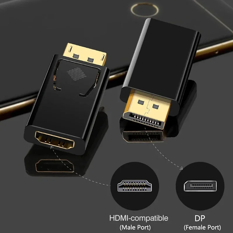 Adaptador DP a HDMI 4K 60Hz puerto de pantalla a HDMI convertidor DP macho a HDMI hembra Cable de Audio y vídeo HD para PC TV portátil proyector - imagen 5