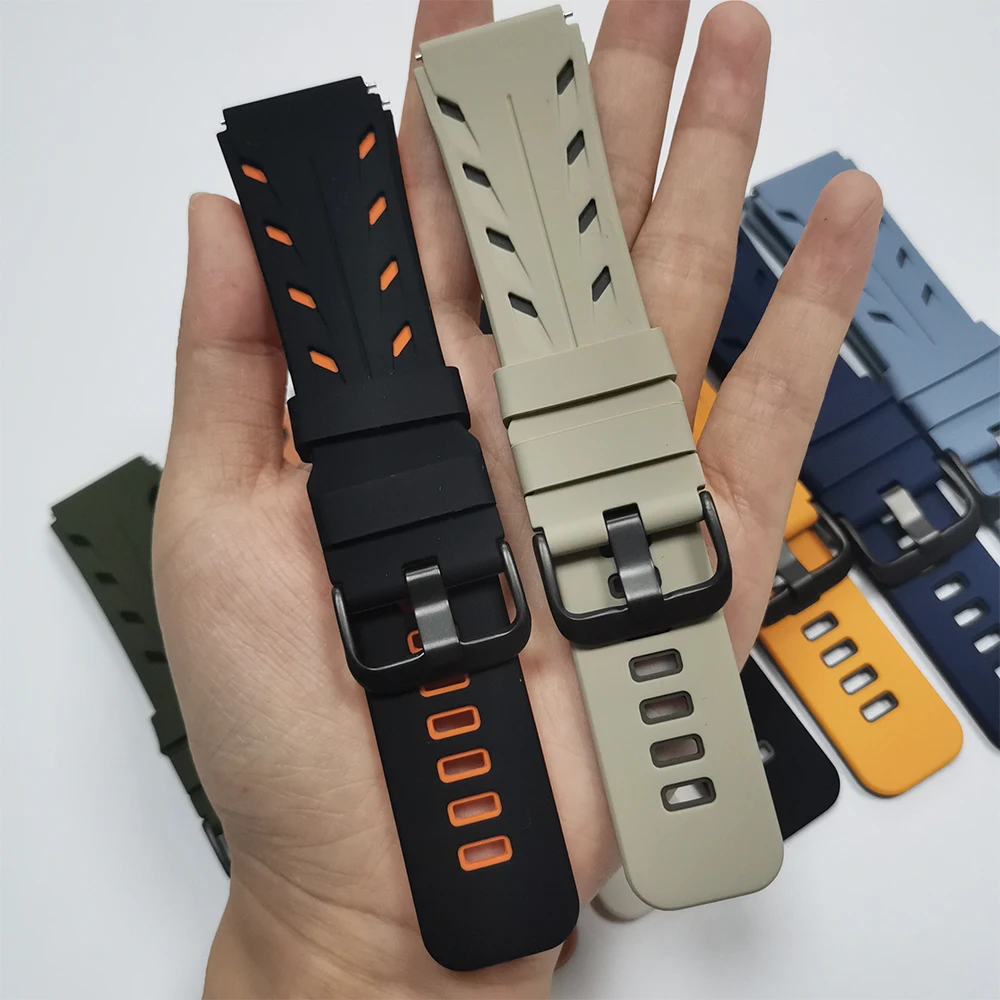 Correa deportiva de goma de 22mm para COROS PACE 4 3/APEX 4 42mm/APEX 2 Pro/APEX 46mm pulsera para Samsung Galaxy Watch3 45mm Gear S3 Band - imagen 3