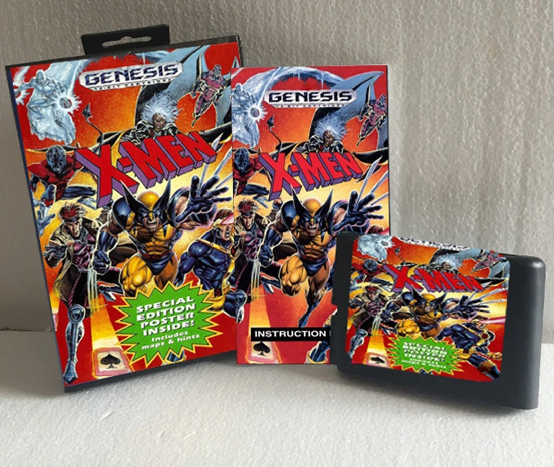 Gran oferta X-Men con caja y cartucho Manual para tarjeta de juego Sega MD de 16 bits, sistema Megadrive Genesis