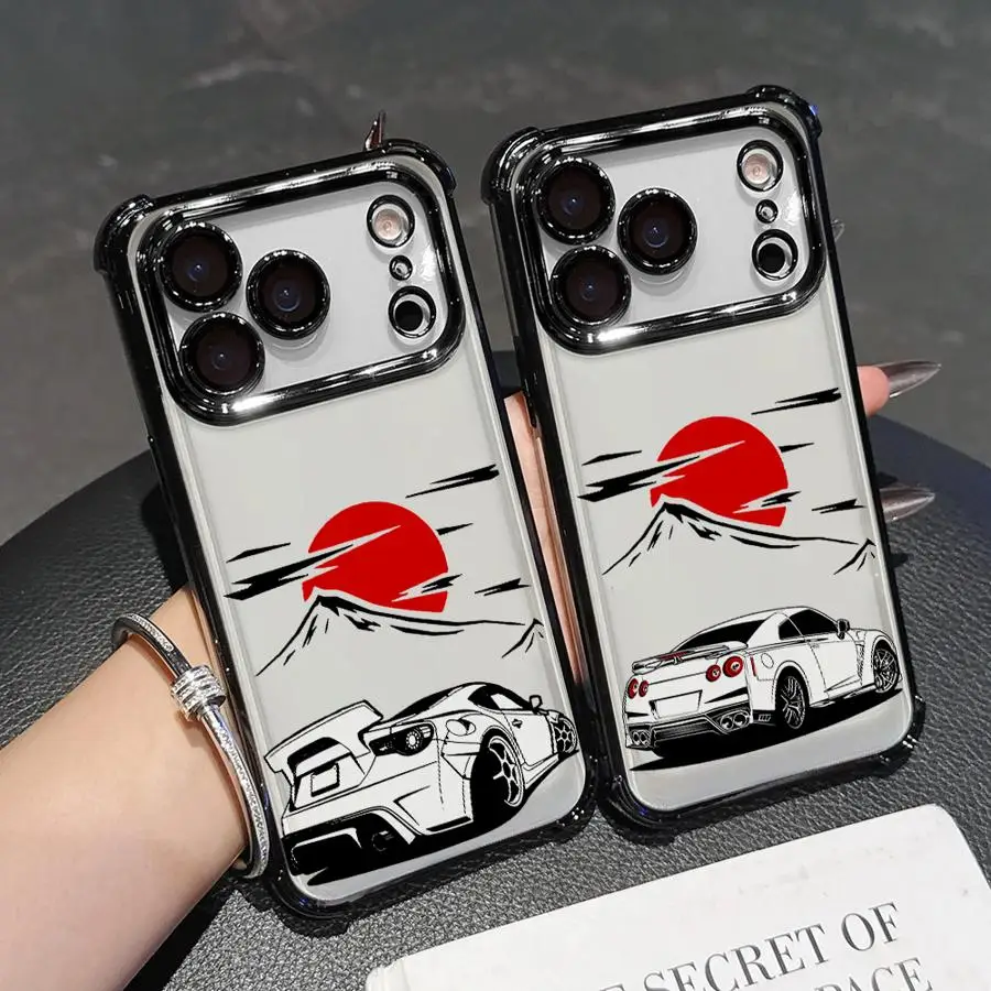 Funda para iPhone 13 12 11 Pro Max 16e 16 15 14 Plus 17 Air Soft Cover JDM Drift Car Red Sun