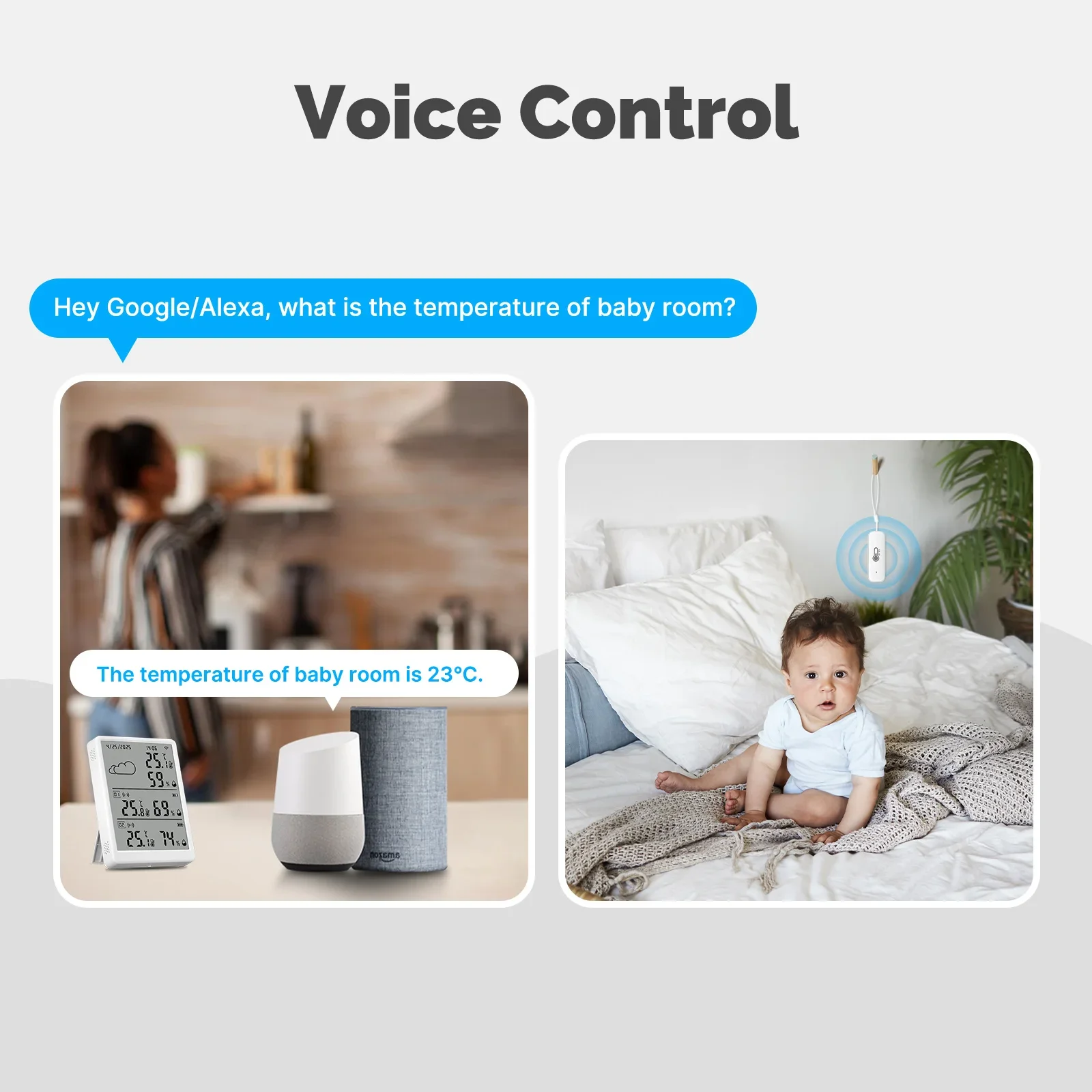 MOES Tuya WiFi + RF433 Sensor inteligente de temperatura y humedad subKits principales monitoreo de aplicaciones con pantalla LED Alexa Google Home - imagen 4