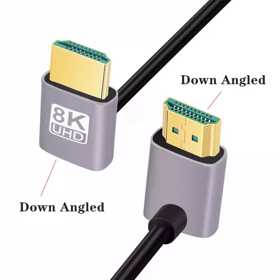 Cable HDMI de 8K de 2,1 V, Cable macho a macho, ángulo izquierdo/derecho/arriba/abajo de 90 grados, cable HDMI de 8K para TV HD, portátil, proyector, PS4, PS5 - imagen 3