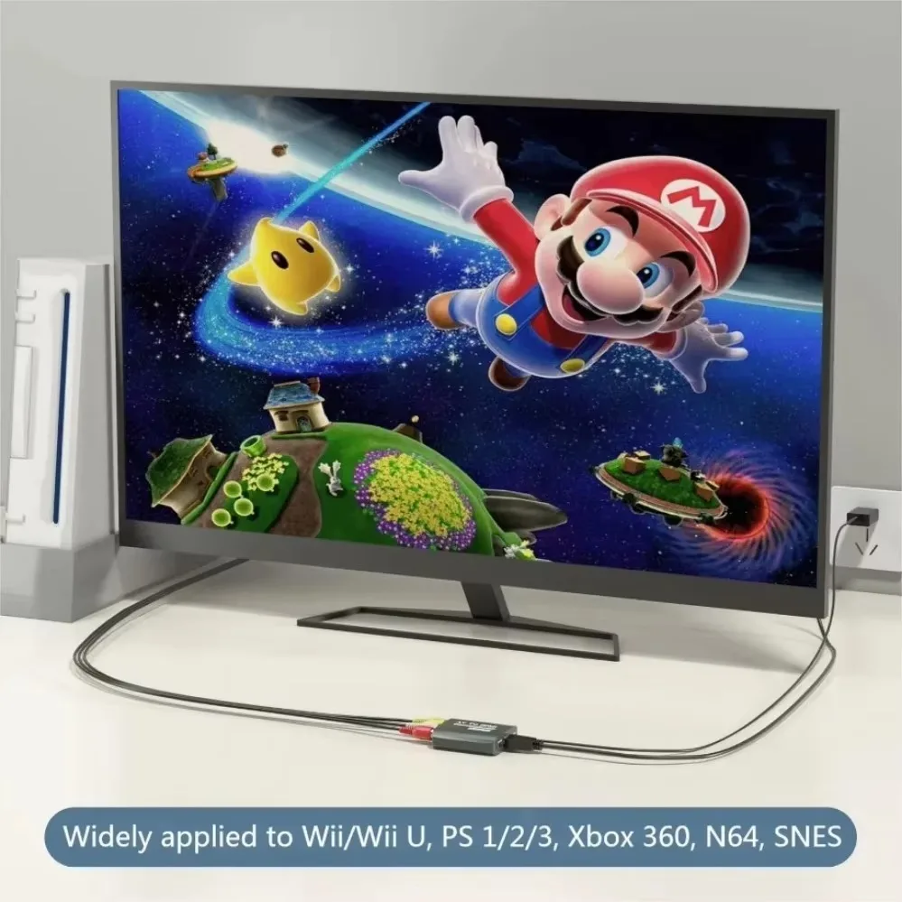 HD 1080P AV a HDMI RCA a HDMI convertidor adaptador compuesto con Cable USB CVBS AV adaptador para N64 Wii PS1/2/3 Xbox One SNES, etc. - imagen 5