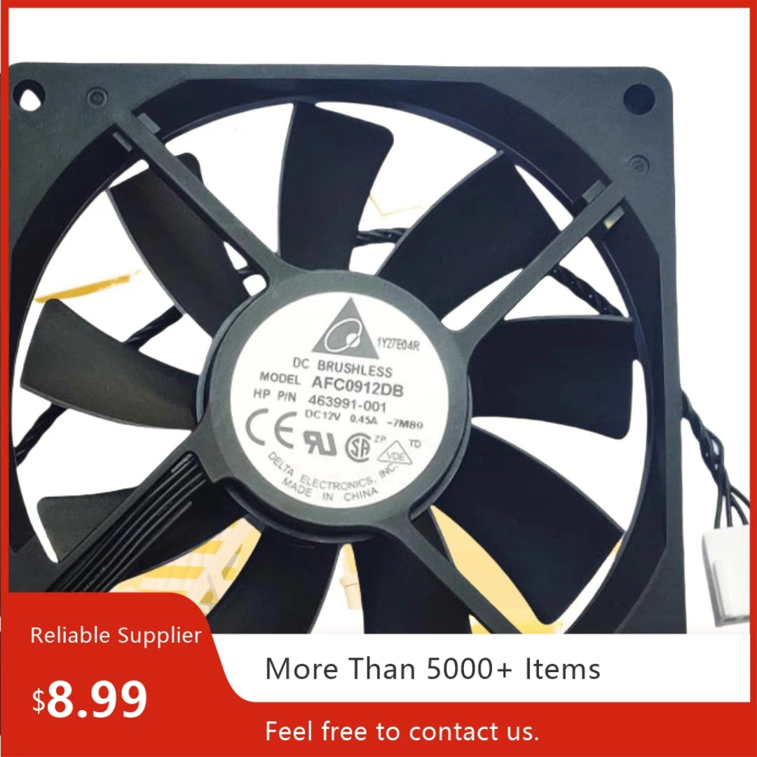Ventilador axial de 92 mm y 9 cm para Delta AFC0912DB 92 mm x 15 mm PWM 12 V 0.45 A Ventilador de enfriamiento delgado para disipador de calor de CPU, caja de PC y servidor