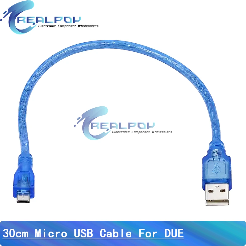 Cable USB de 30cm para Uno R3/Nano/MEGA 2560/Leonardo/Pro micro/DUE azul alta calidad tipo A USB/Mini USB/Micro USB 0,3 m para Arduino - imagen 3