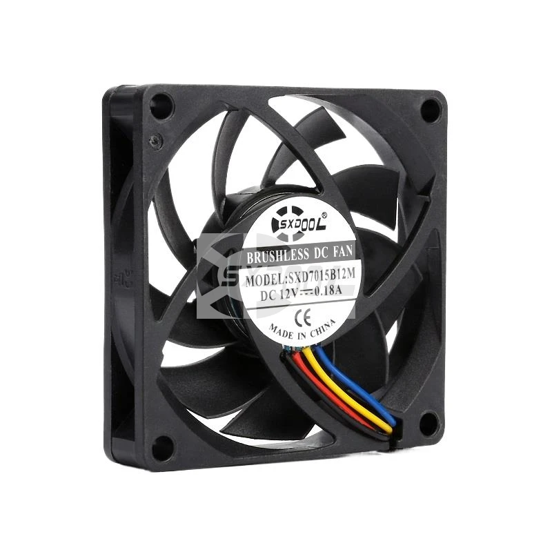 2 uds ventilador de 70mm SXDOOL SXD7015B12M ventilador de refrigeración PWM de 70mm, 12V, 0,18A, 3000RPM, 24,5CFM, rodamiento de bolas doble, 4 pines, ventilador de refrigeración de CPU - imagen 2