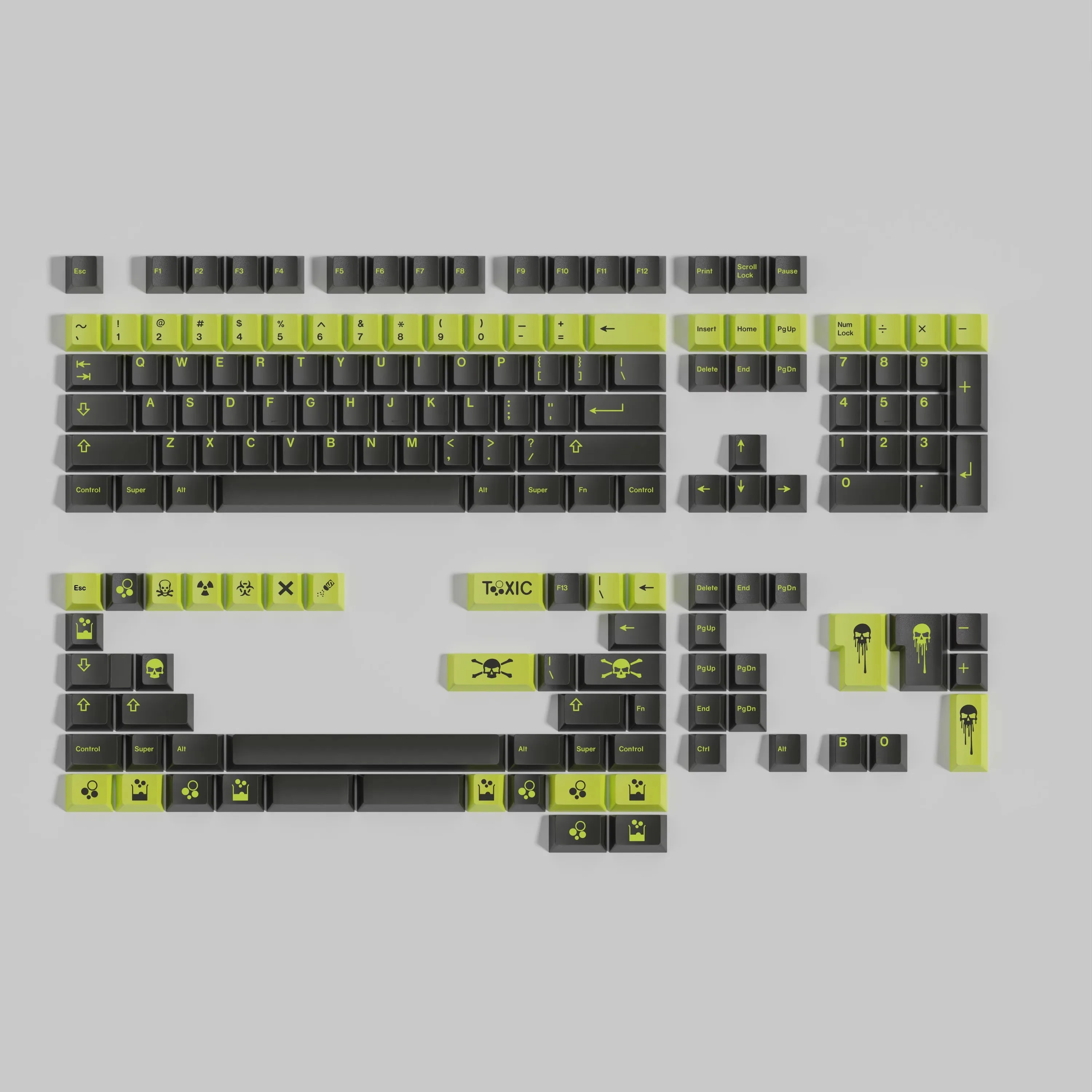 GMK-Juego de teclas tóxicas, teclas de subcama de tinte PBT, perfil de cereza, teclas a prueba de luz para teclado de interruptor MX, Barra espaciadora dividida, doble B, 1 Juego