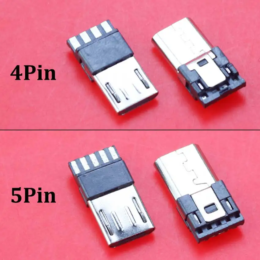 Cltgxdd-Conector Micro USB de 4 pines, conector macho de 5 pines, carcasa de Metal, Cable de soldadura, interfaz de línea OTG, enchufe de Cable de datos DIY, 1 Juego - imagen 2