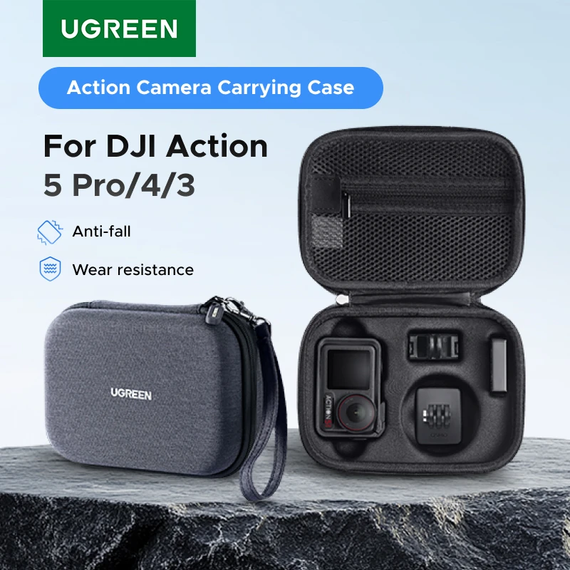 UGREEN-Bolsa de cámara para DJI Osmo Action 5 Pro/4/3, Estuche de transporte para cámara deportiva, bolsa de almacenamiento protectora, accesorios para cámara