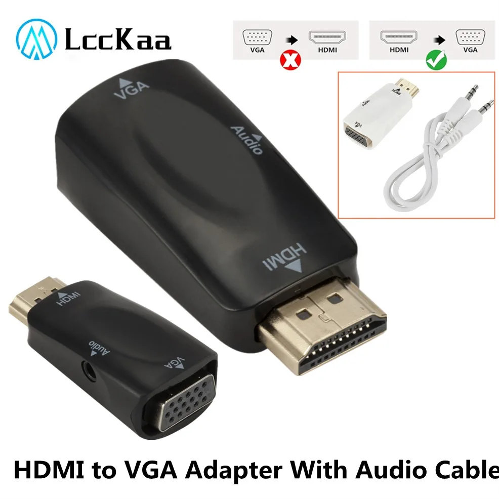 Adaptador HDMI compatible con VGA HD 1080P HDMI a VGA convertidor de Audio y vídeo para PC portátil TV Box proyector de pantalla de ordenador