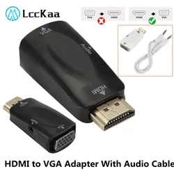 Adaptador HDMI a VGA 1080p con Audio para Ordenador y Proyector