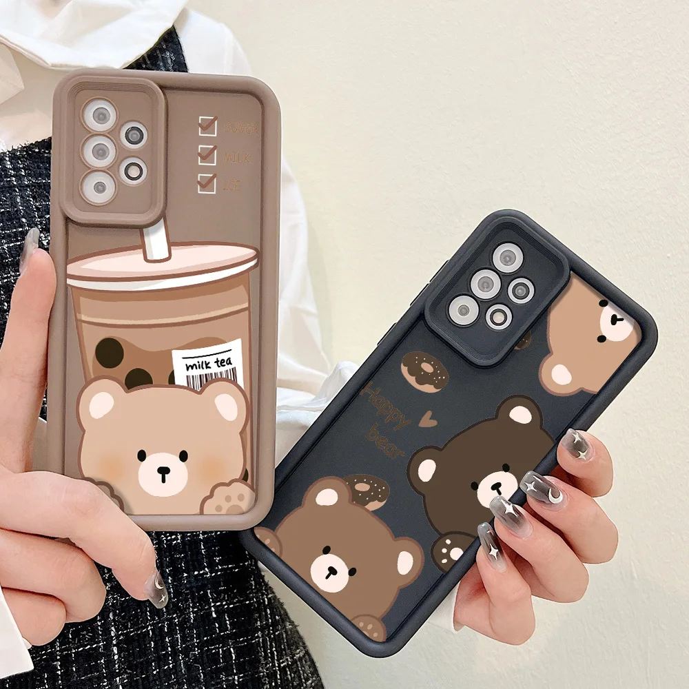 Funda de oso para Samsung A55 5G A54 A53 S24 Ultra Plus S23 S21 S20 FE A52 A35 A34 A15 A13 A14 A05s A32 A24 A23 A25 A73 fundas de TPU