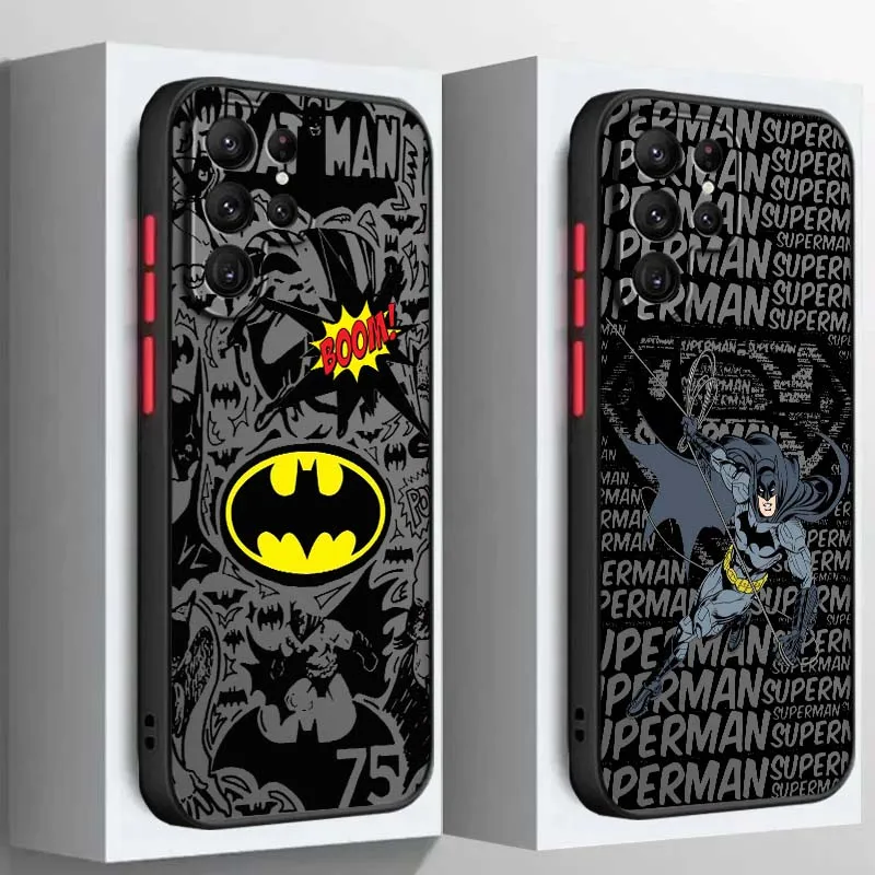 B-Batman Logo Popular Cool para Samsung A73 A72 A71 A55 A54 A53 A52 A51 A35 A25 A15 A14 5G funda de teléfono translúcida esmerilada