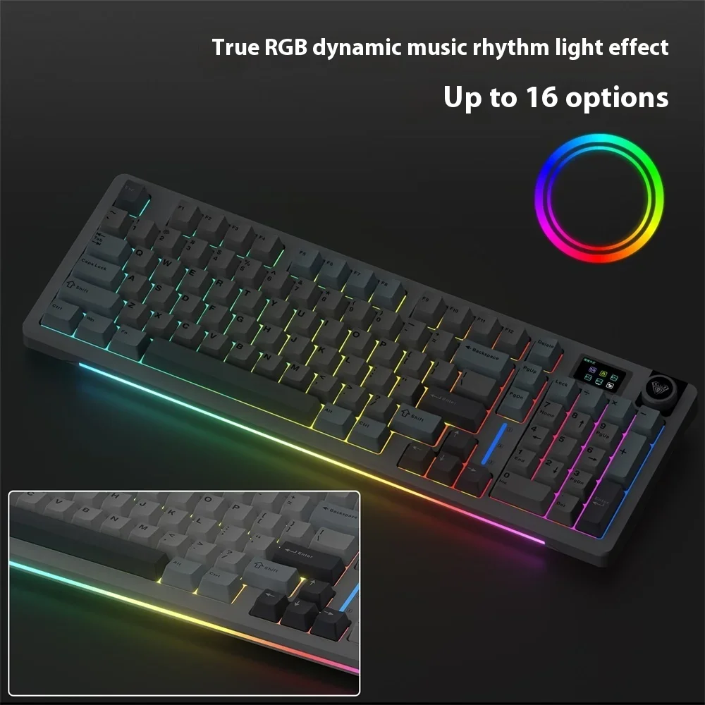 AULA-Teclado mecánico inalámbrico S98 PRO para videojuegos, dispositivo con cable, Bluetooth 2,4G, RGB, Hotswap, sin contacto - imagen 3