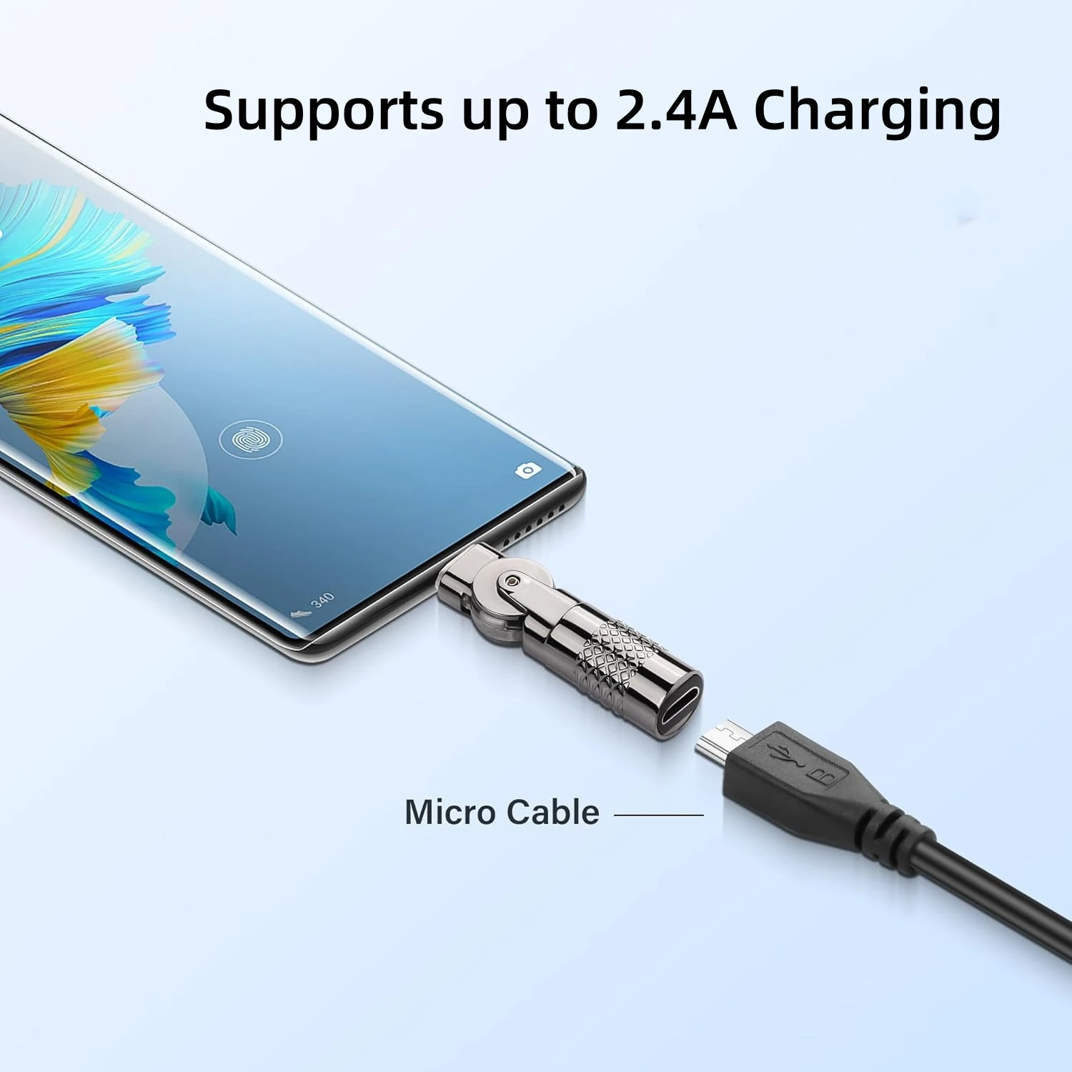 Adaptador Micro-usb a tipo C Micro USB2.0 5 pines hembra a macho conector de rotación de 180 grados compatible con datos de carga para teléfono móvil - imagen 3
