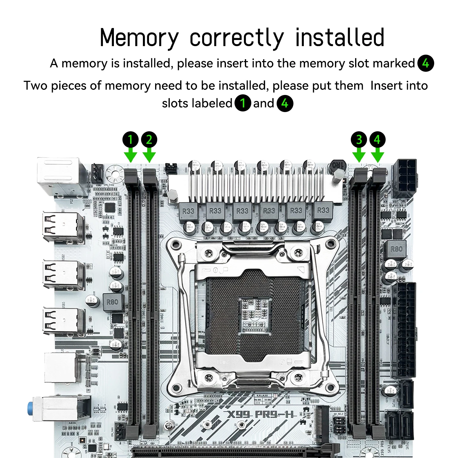 Combo de placa base MACHINIST White X99 PR9-H Intel Xeon E5 2630 V4 LGA 2011-3 CPU DDR4 16GB RAM NVME m.2 Juego de kit opcional - imagen 3