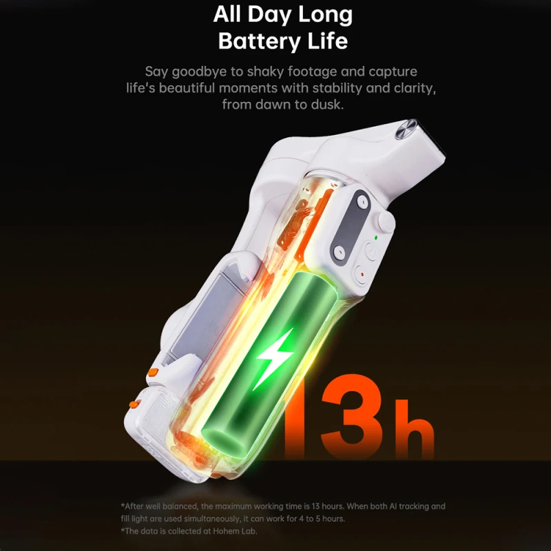 Hohem iSteady V3 estabilizador de cardán extensible de 3 ejes para teléfono inteligente, Control de gestos de cardán para Vlog, trípode de relleno de luz LED incorporado - imagen 4