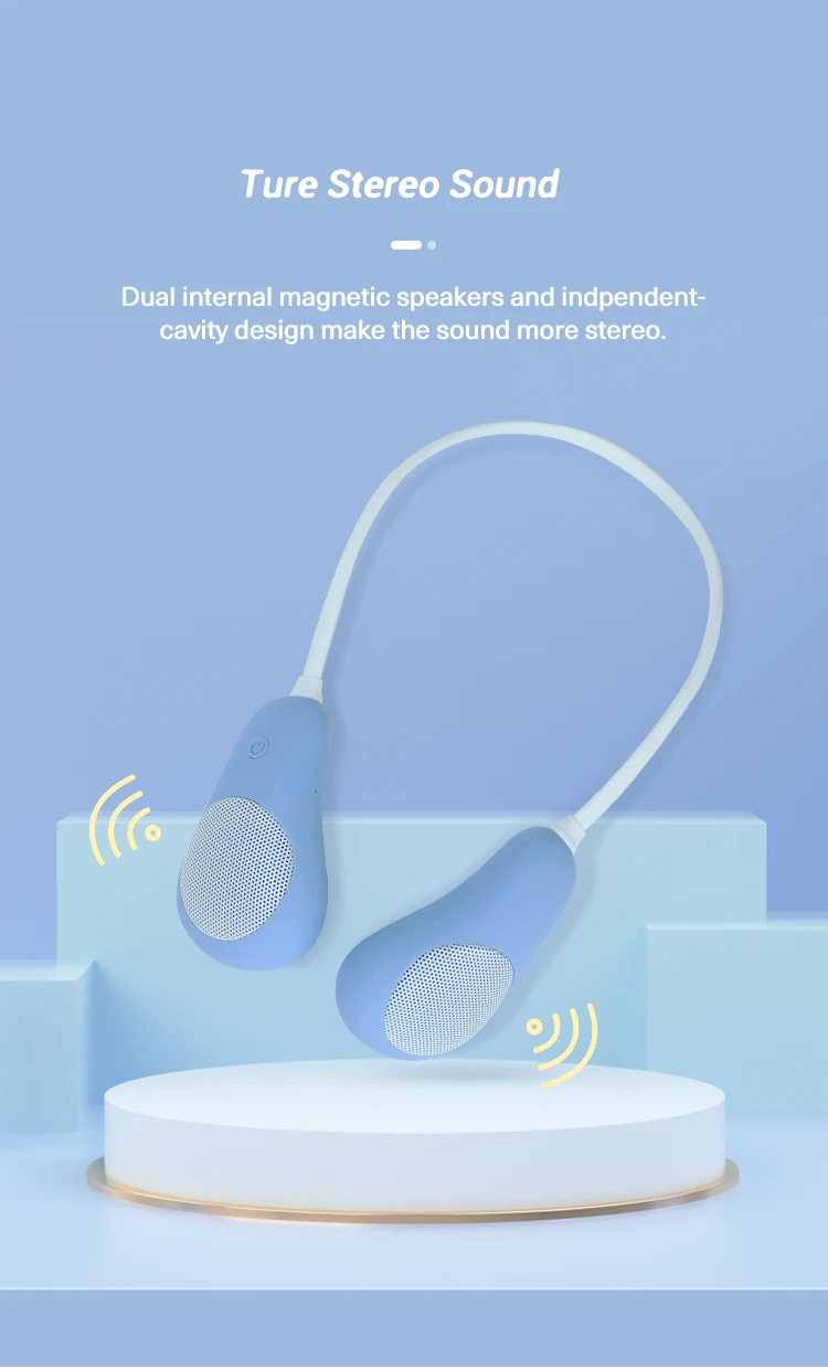 Rockmia EBS-907 Mini altavoz de cuello portátil TWS Bluetooth 5,0 manos y orejas libres caja de reproductor de música U-Sharp - imagen 4