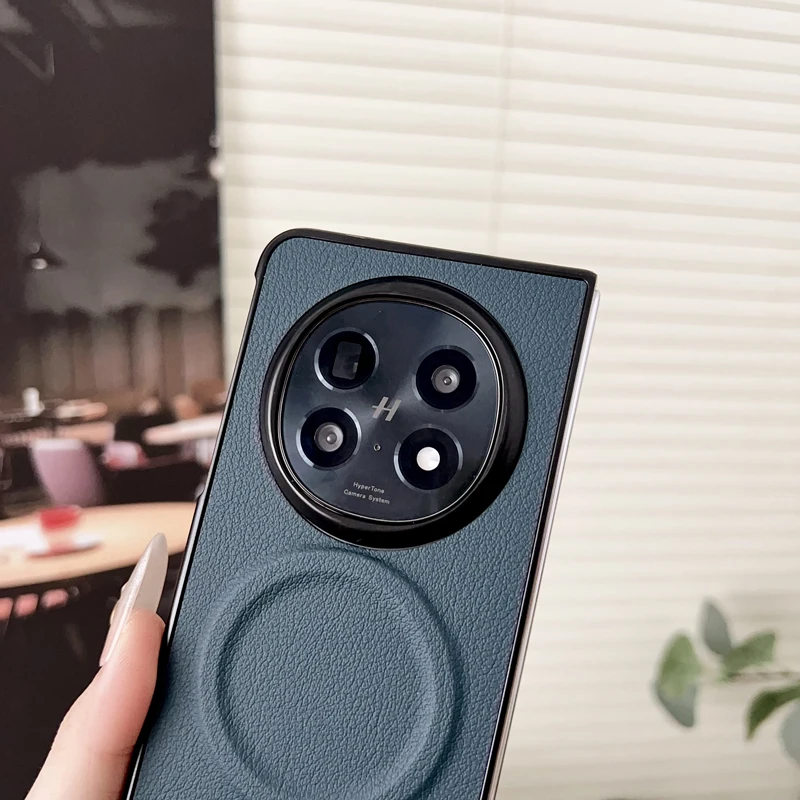 Para OPPO Find N5 funda magnética de PU de cuero liso + funda ultrafina antideslizante para PC - imagen 2