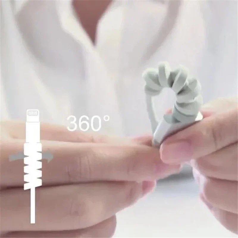 Protector de Cable Universal de silicona Cable de datos en espiral enrollador Cable organizador de Cable para accesorio Protector de Cable de carga - imagen 5