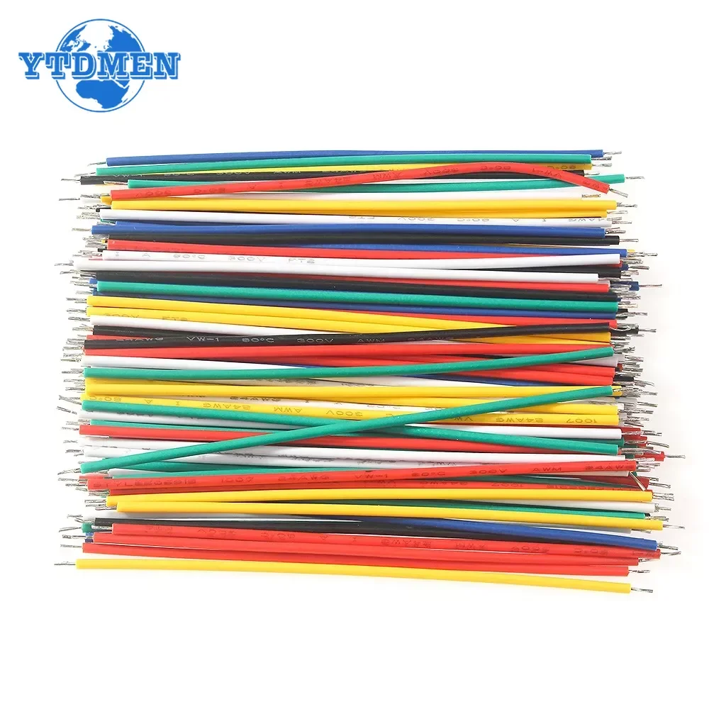 100/120 Uds Cable conductor de estaño 24AWG placa de pruebas chapada en estaño Cable de soldadura PCB 8cm Cable electrónico blanco azul rojo amarillo verde negro - imagen 5