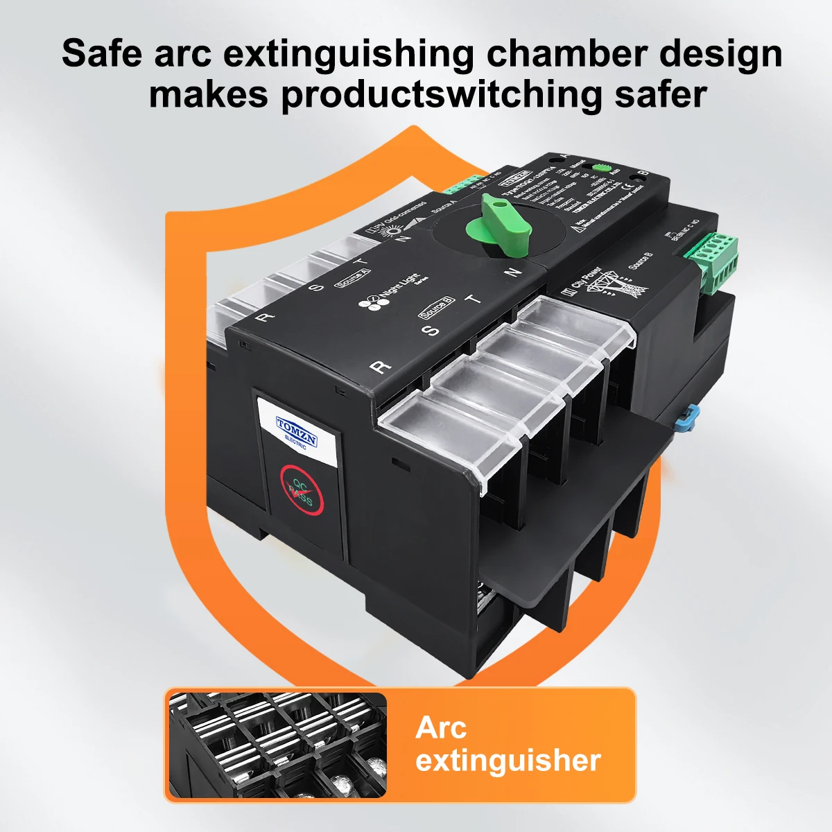 TOMZN carril Din trifásico ATS para PV 4P 63A 100A 125A 230V Doble potencia transferencia automática interruptor Selector eléctrico ininterrumpido - imagen 5