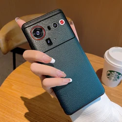 Funda para Nubia Z80 Ultra con textura de piel, patrón de lichi, protección completa de lente, cubierta anticaída de cuero PU para ZTE Nubia Z80 Ultra