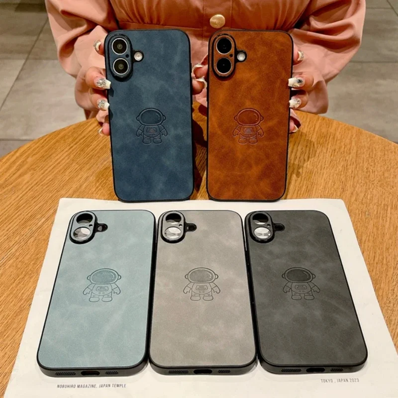 Funda de cuero de astronauta PU Retro para iPhone, carcasa trasera a prueba de golpes, moda, 16, 15, 14, 13, 12, 11 Pro Max, 16 Pro, 15 Plus - imagen 5