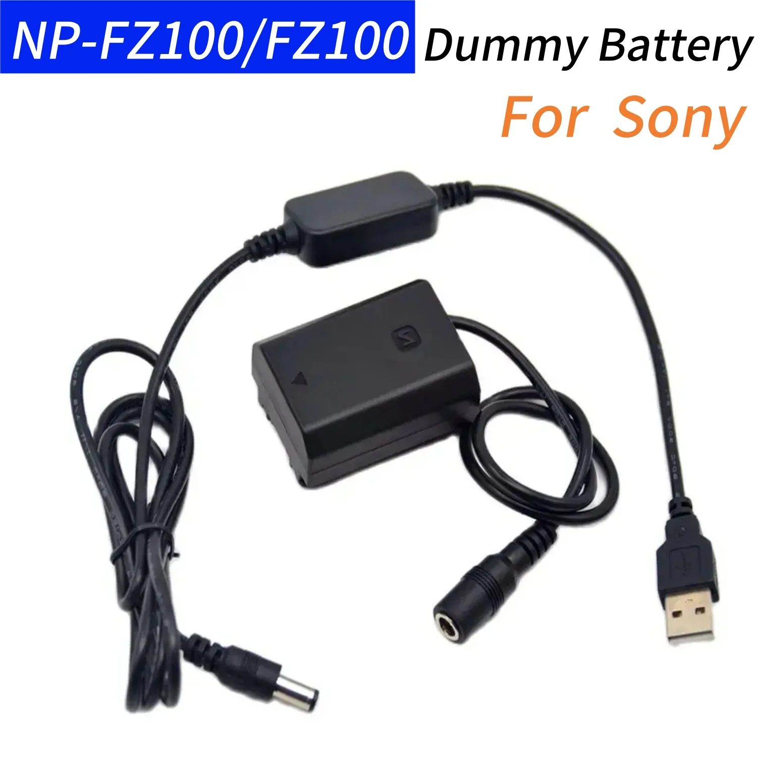 Cable de carga de corriente continua USB + acoplamiento de corriente continua de batería analógico NP fz100 Sony Alpha A9 a7rm3 a7riii a7m3 a7m4 a6600 a7iv cámara digital