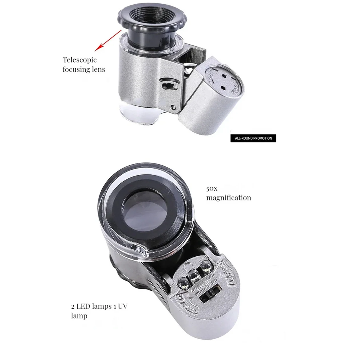 Lupa de mano SUPER HOT New 50X para joyería con luz UV LED - imagen 2