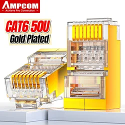 Conector RJ45 Cat6 Blindado AMPCOM Dorado