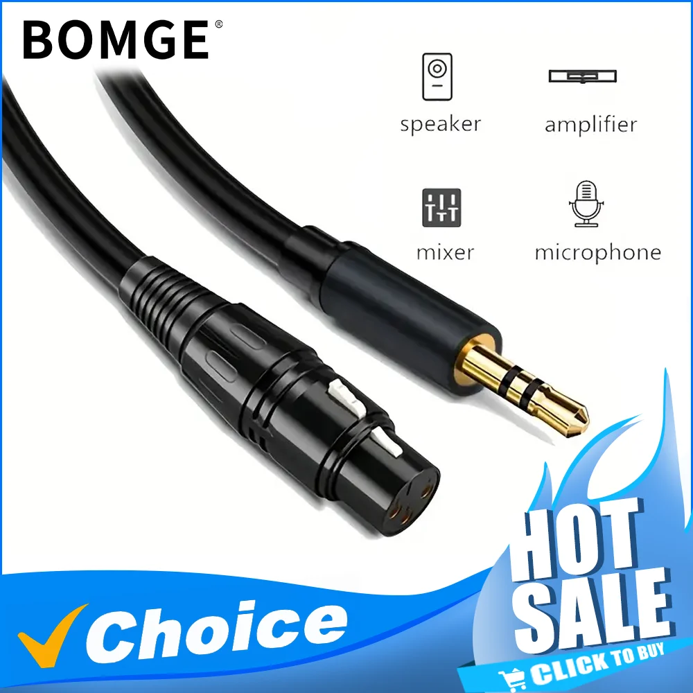 Cable auxiliar de Audio HiFi para micrófono XLR a 3,5mm, conector 3,5 macho a XLR hembra, conector chapado en oro para mezclador de instrumentos