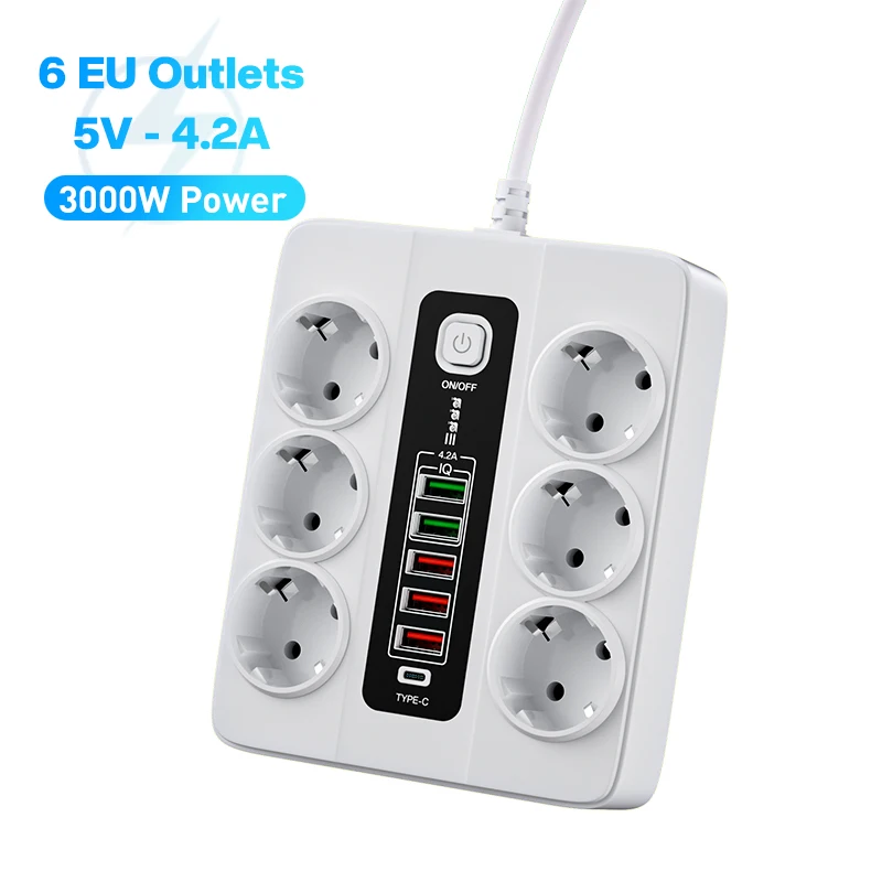 6 Outlets White 1PC