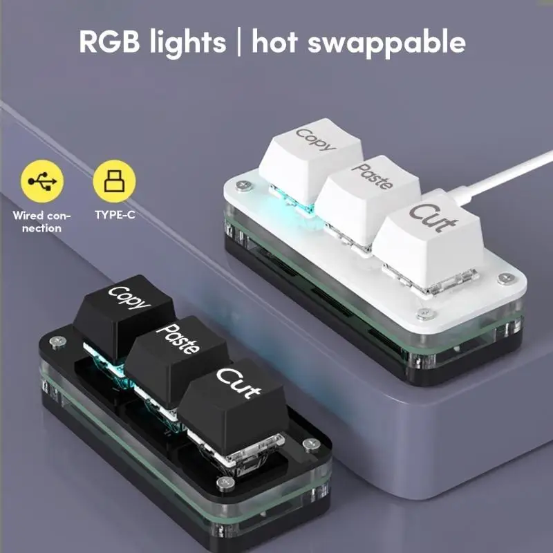 Teclado mecánico R53C, programación DIY 3 teclas y Macropad retroiluminado RGB fácil - imagen 4