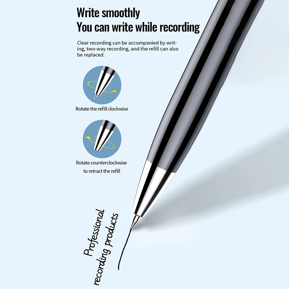 Mini grabadora de voz profesional WAV 384kbps, grabadora portátil con cancelación de ruido, grabadora de pluma activada, dictáfono, reproductor MP3 - imagen 3