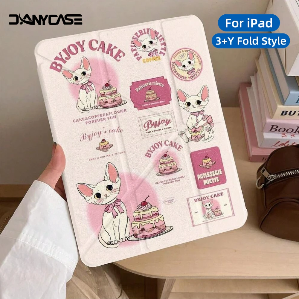 3 + Y estilo nueva funda lindo gato para iPad Pro 11 12,9 13 M2 M4 M3 9,7 10,2 5th 6th 7/8/9 10th 11th mini 6 7 funda Air 3 4 5 6