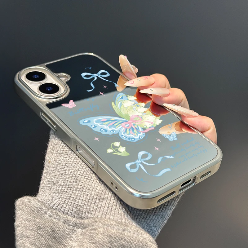 Funda de teléfono con mariposa azul para iPhone 11/12/13/14/15/16/17 Pro Max AIR PLUS, funda de teléfono epoxi TPU anticaída - imagen 3