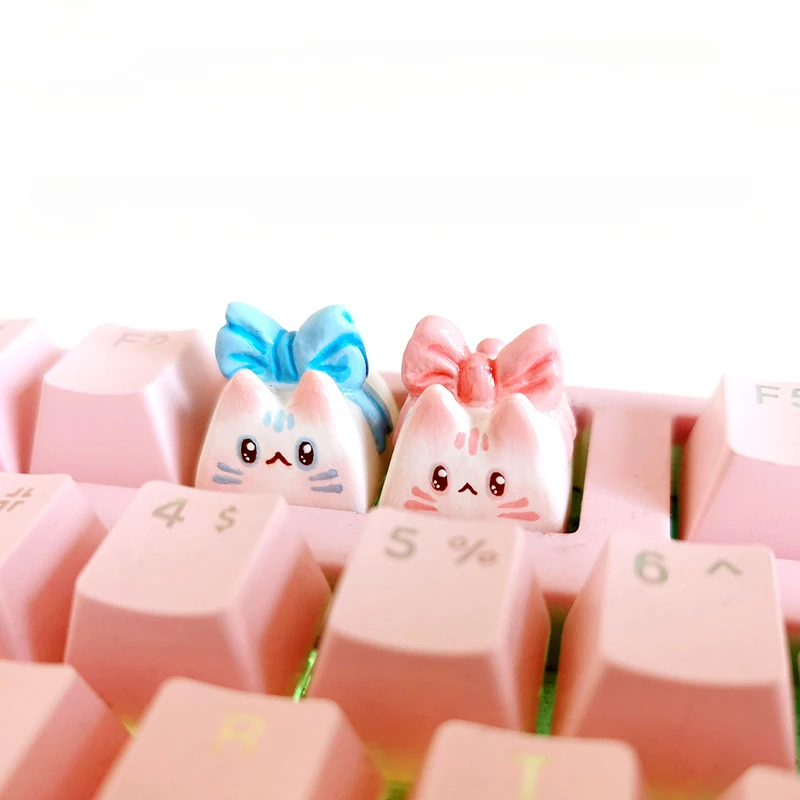 Teclas de arcilla personalizadas, teclas ESC opacas con lazo rosa lindo, Gato Shiba Inu, teclas de teclado mecánico moldeado por inyección de dos colores - imagen 3
