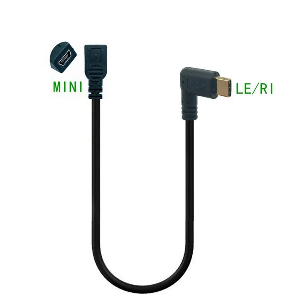 1 Uds. Cable de carga de ángulo recto USB-C chapado en oro, convertidor USB 3,1 tipo C macho a mini/micro USB, mini/micro USB hembra - imagen 5