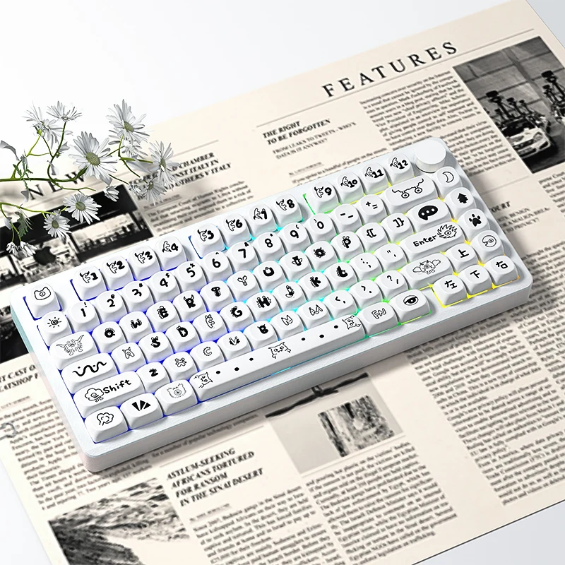 LEOBOG-teclas temáticas de Little Monster, teclas de sublimación térmica, perfil MOA, PBT130, para Rainy75, Lucky65, Hi75, Hi8, F75 - imagen 5