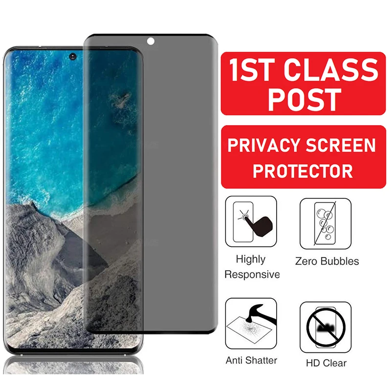 Protector de pantalla de privacidad 3D para Samsung Galaxy Note 10 20 S10E S10 S20 S21 S22 S23 Plus S24 Ultra FE Anti espía 9H vidrio templado