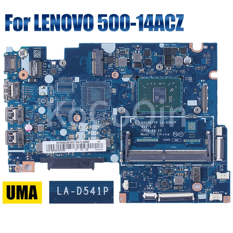 LA-D541P para placa base de portátil LENOVO 500-14ACZ AM9410 216- 0867071 Placa base para computadora portátil 5B20J76055 5B20L85913 completamente probada - imagen 4