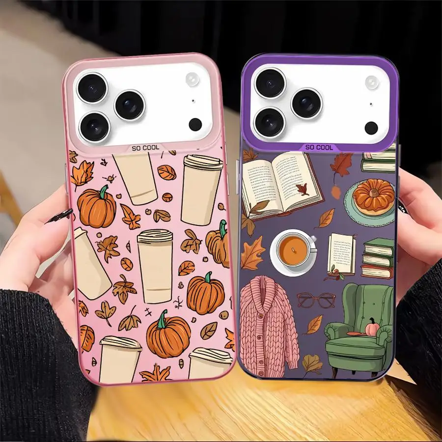 Funda trasera de teléfono para iPhone 16 17 Pro Max 14 XS 17Air 16e 15 Plus XR 12 13 11 hoja de arce de calabaza de dibujos animados - imagen 5
