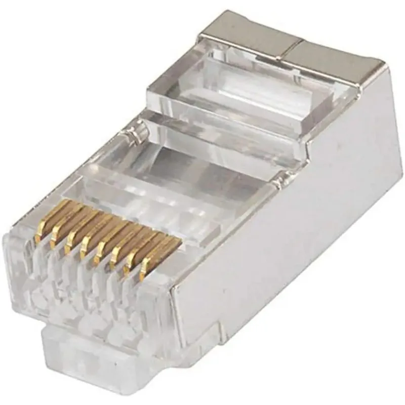 Conector de enchufe Modular con protección de Metal, cabeza adaptadora de Cable, RJ45, RJ-45, 8P8C, red CAT5, CAT5E, CAT6, CAT6A, lote de 100 unidades - imagen 4