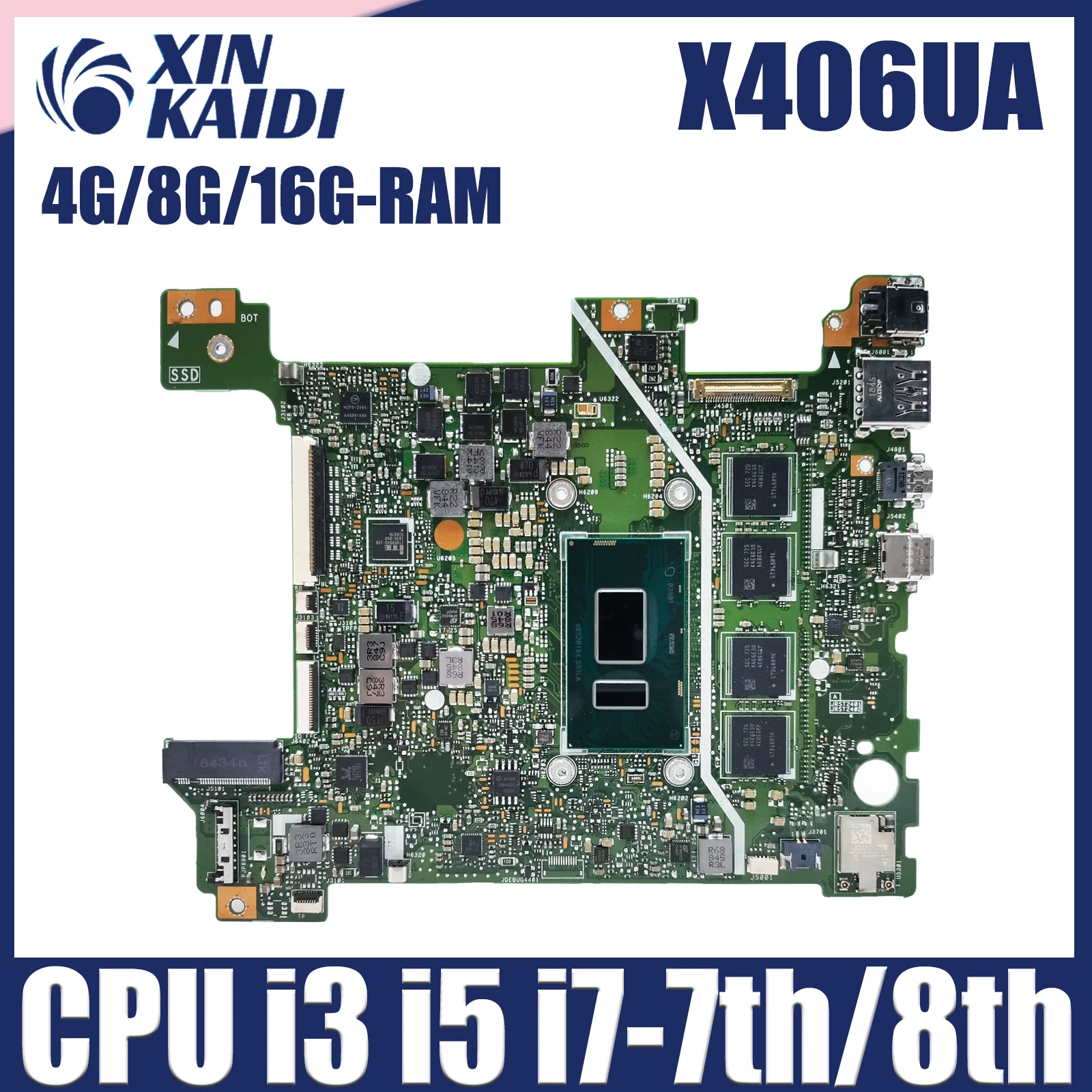 Para ASUS VivoBook S14 X406UAR X406U X406UAS S406U V406UNoteBook placa base X406UA con i3 i5 i7-7th/8th RAM-4G/8G/16G
