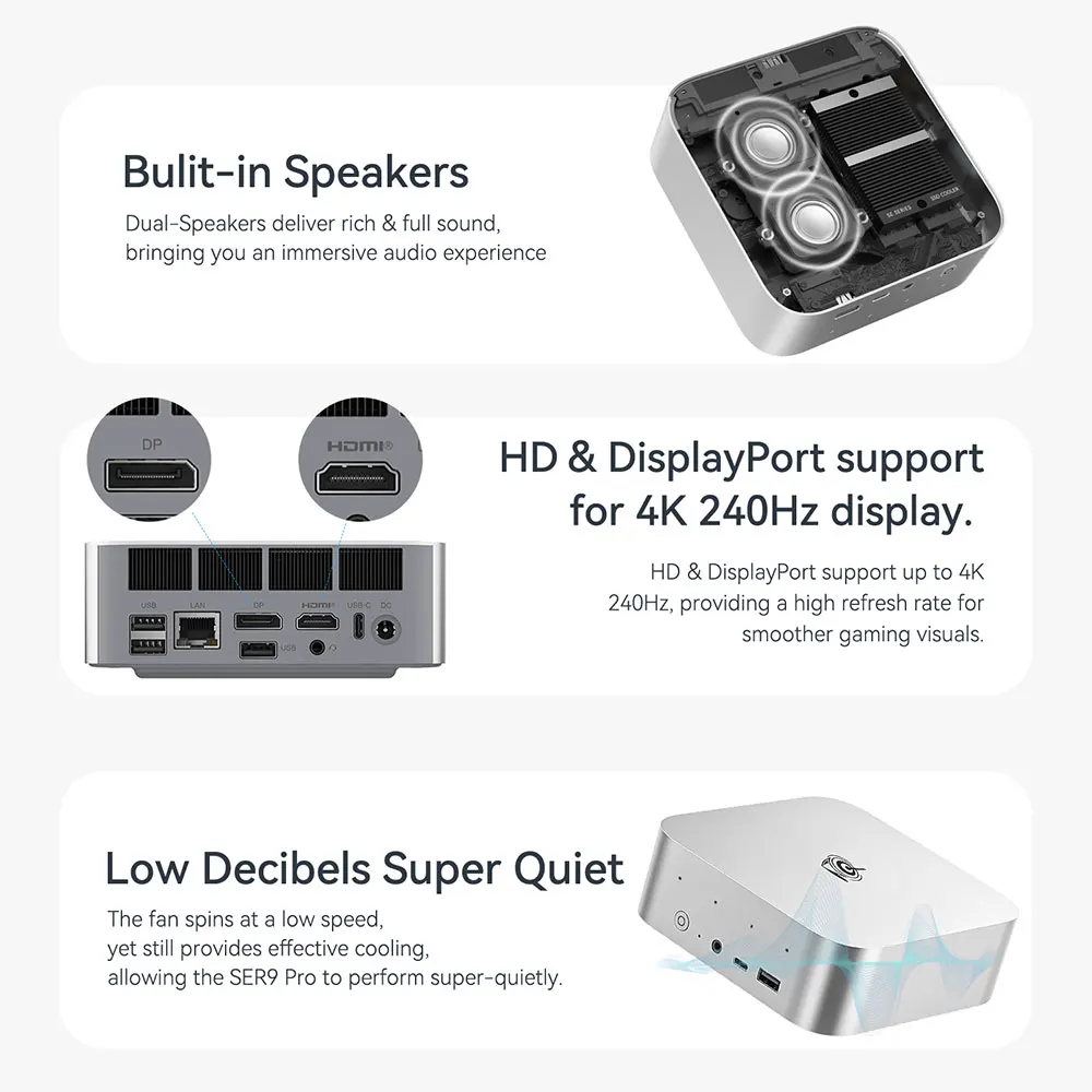 Beelink SER9 Pro AMD Ryzen AI9 HX370 potente AI PC 32G DDR5 1T NVME Mini PC para juegos PCIe4.0 SSD ordenador de escritorio VS SER8 8845HS - imagen 4